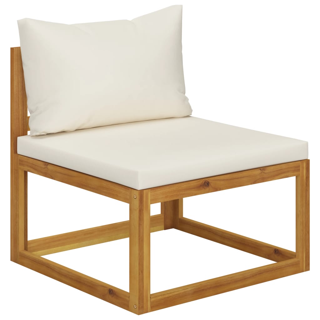 vidaXL 4-Sitzer-Gartensofa mit Auflagen Creme Akazie Massivholz