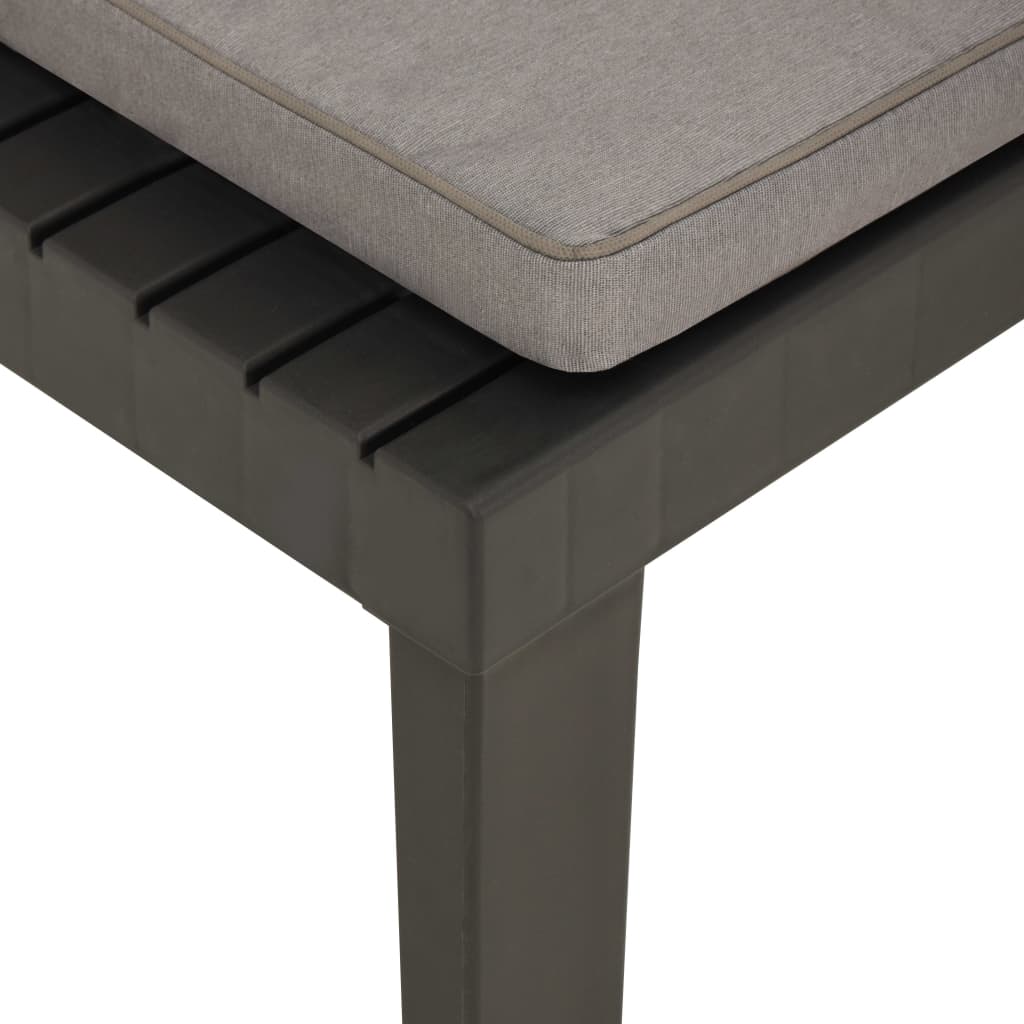 vidaXL Garten-Lounge-Stuhl mit Auflage Kunststoff Grau
