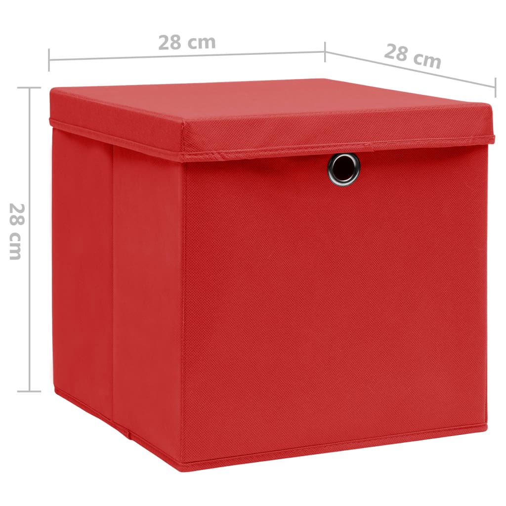 vidaXL Aufbewahrungsboxen mit Deckeln 10 Stk. 28x28x28 cm Rot