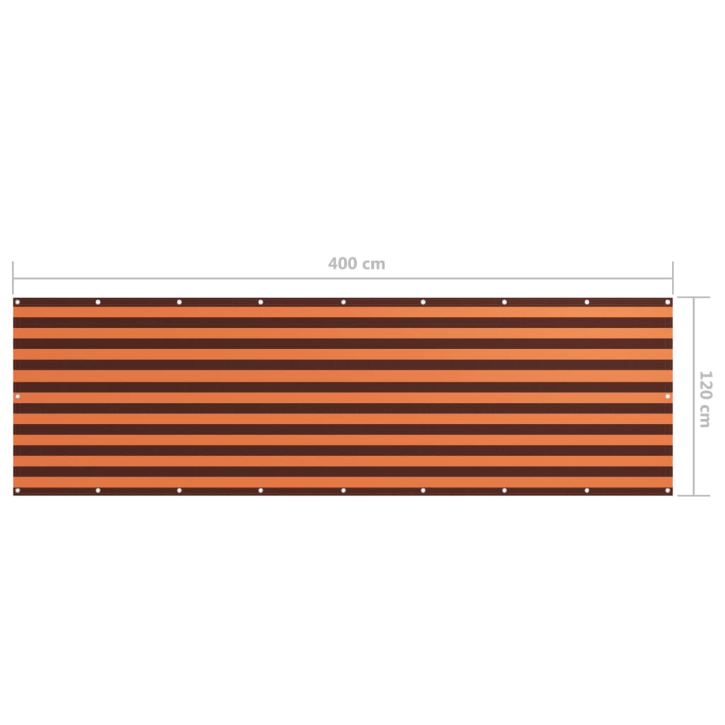 vidaXL Balkon-Sichtschutz Orange und Braun 120x400 cm Oxford-Gewebe