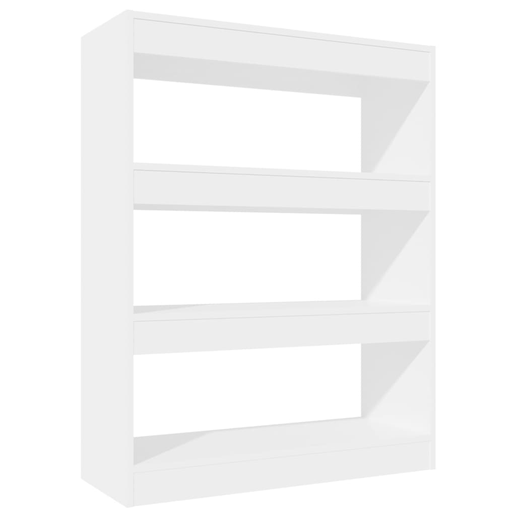 vidaXL Bücherregal/Raumteiler Hochglanz-Weiß 80x30x103cm Holzwerkstoff