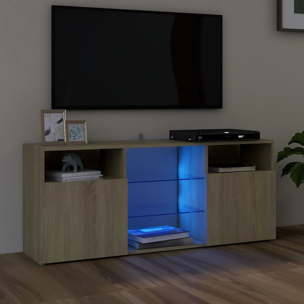 vidaXL TV-Schrank mit LED-Leuchten Sonoma-Eiche 120x30x50 cm