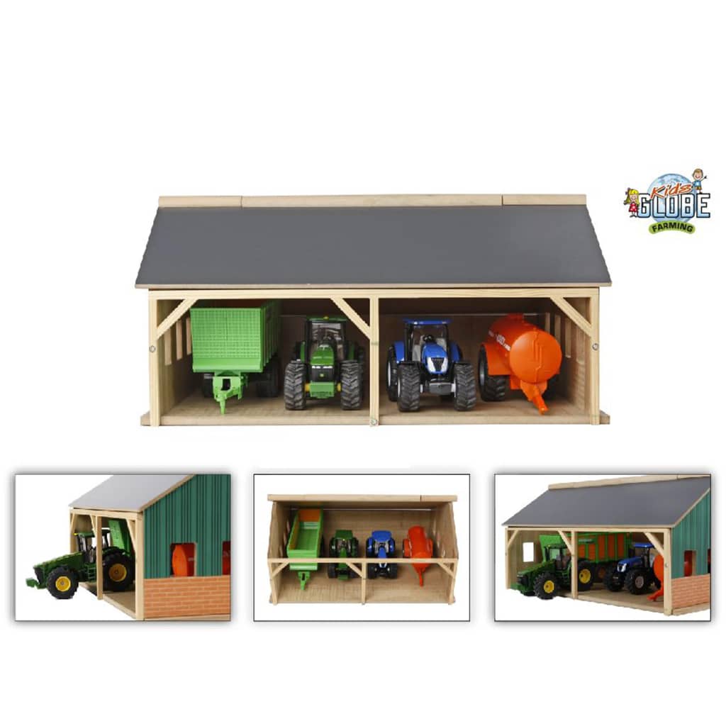 Kids Globe Bauernhof-Scheune für Spielzeugtraktoren 1:50