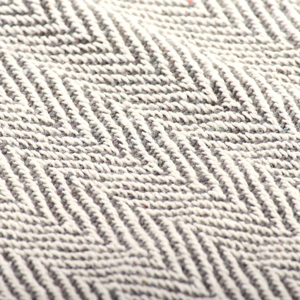 vidaXL Überwurf Baumwolle Fischgrätenmuster 125x150 cm Grau