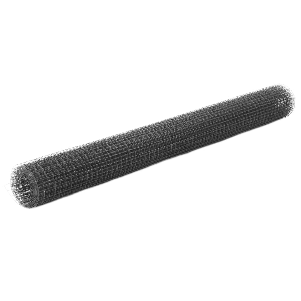 vidaXL Drahtzaun Stahl mit PVC-Beschichtung 10x1,5 m Grau