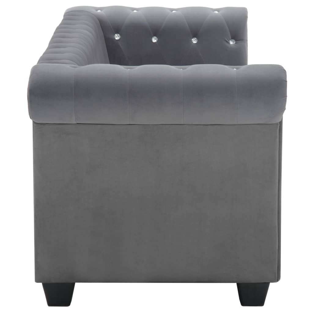 vidaXL Chesterfield Sofa 3-Sitzer Samtbezug 199x75x72 cm Grau
