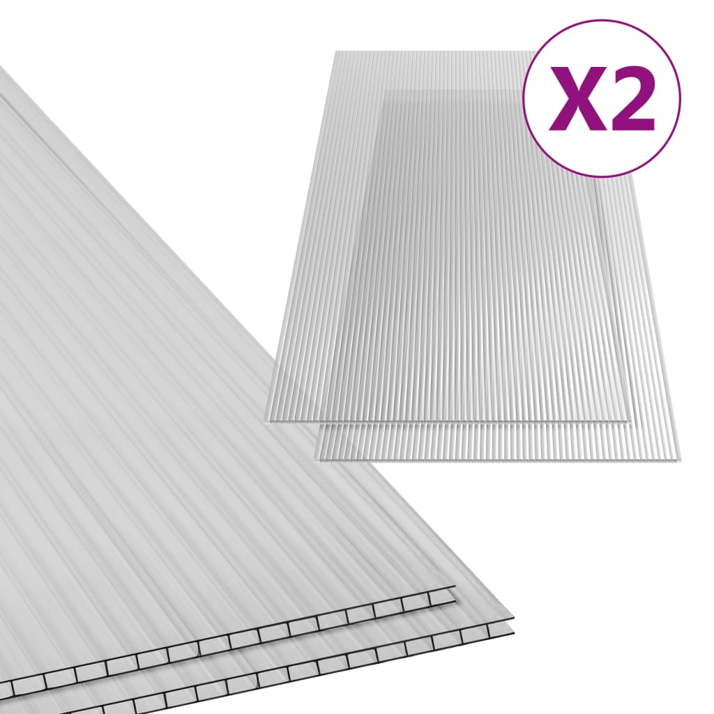 vidaXL Polycarbonatplatten 2 Stk. 4,5 mm 150 x 65 cm