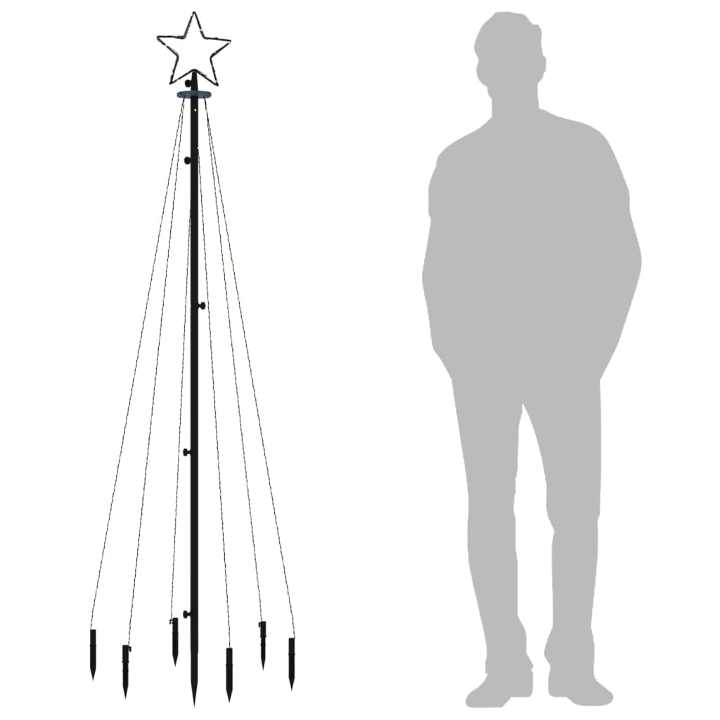 vidaXL LED-Weihnachtsbaum mit Erdnägeln Mehrfarbig 108 LEDs 180 cm
