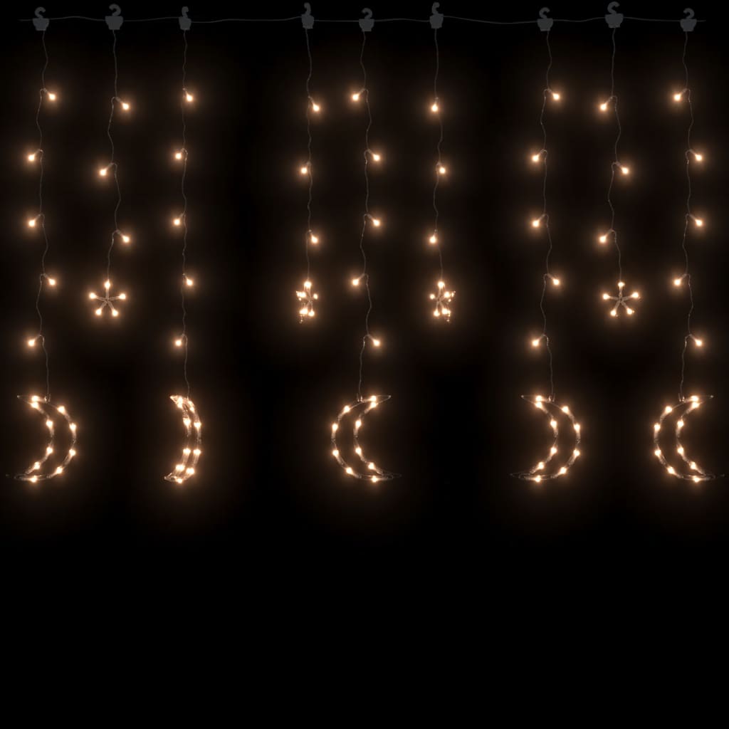 vidaXL Lichterketten Stern und Mond Fernbedienung 138 LEDs Warmweiß
