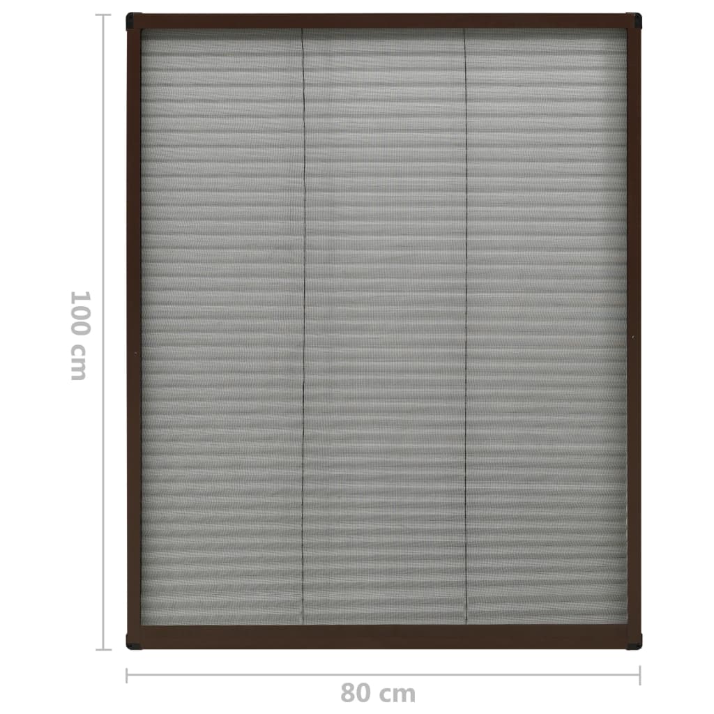 vidaXL Insektenschutz-Plissee für Fenster Aluminium Braun 80x100 cm