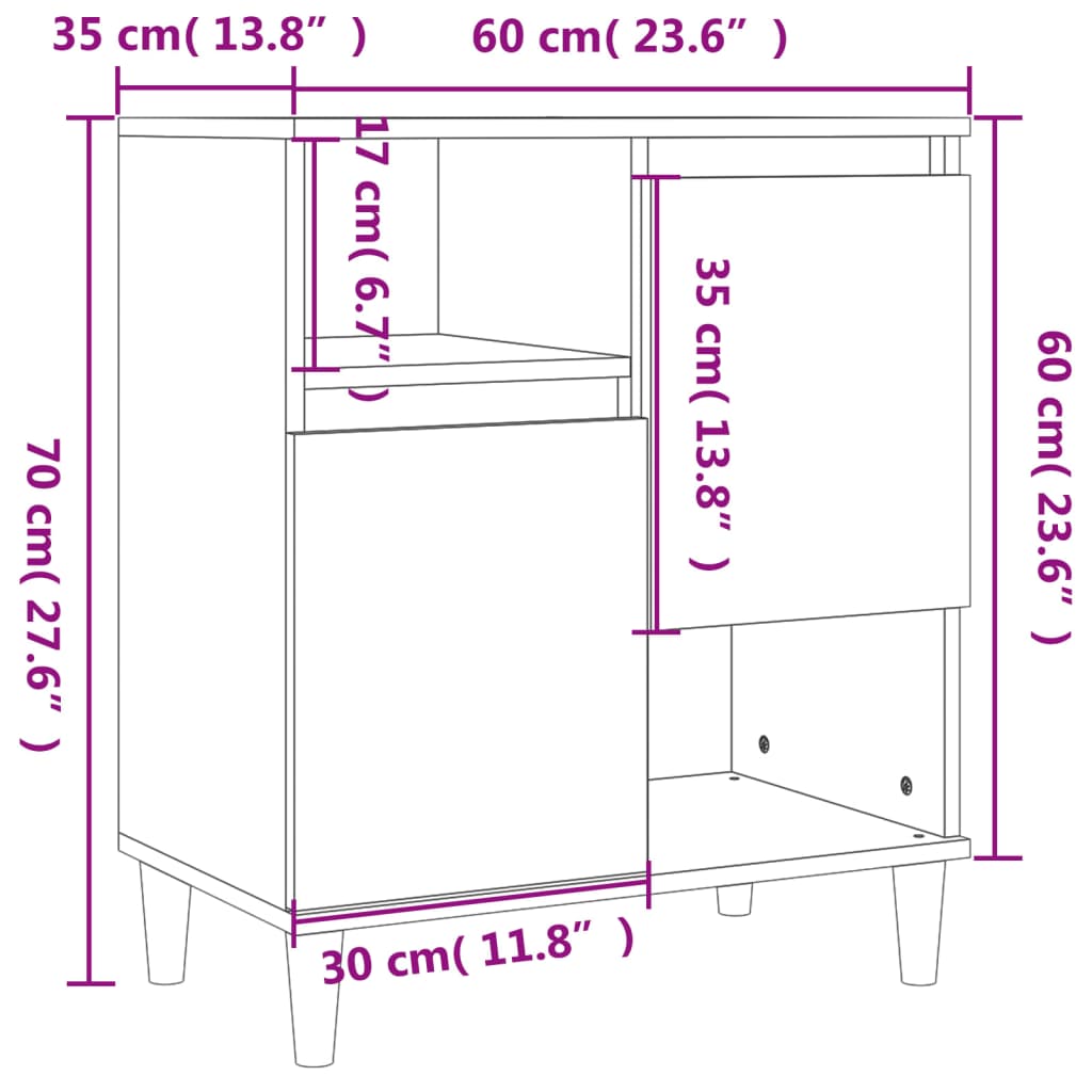 vidaXL Sideboards 2 Stk. Weiß 60x35x70 cm Holzwerkstoff