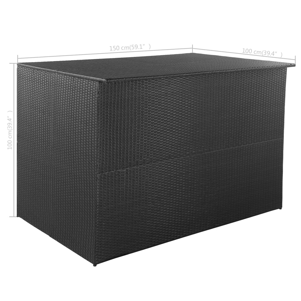 vidaXL Garden-Auflagenbox Schwarz 150x100x100 cm Poly Rattan