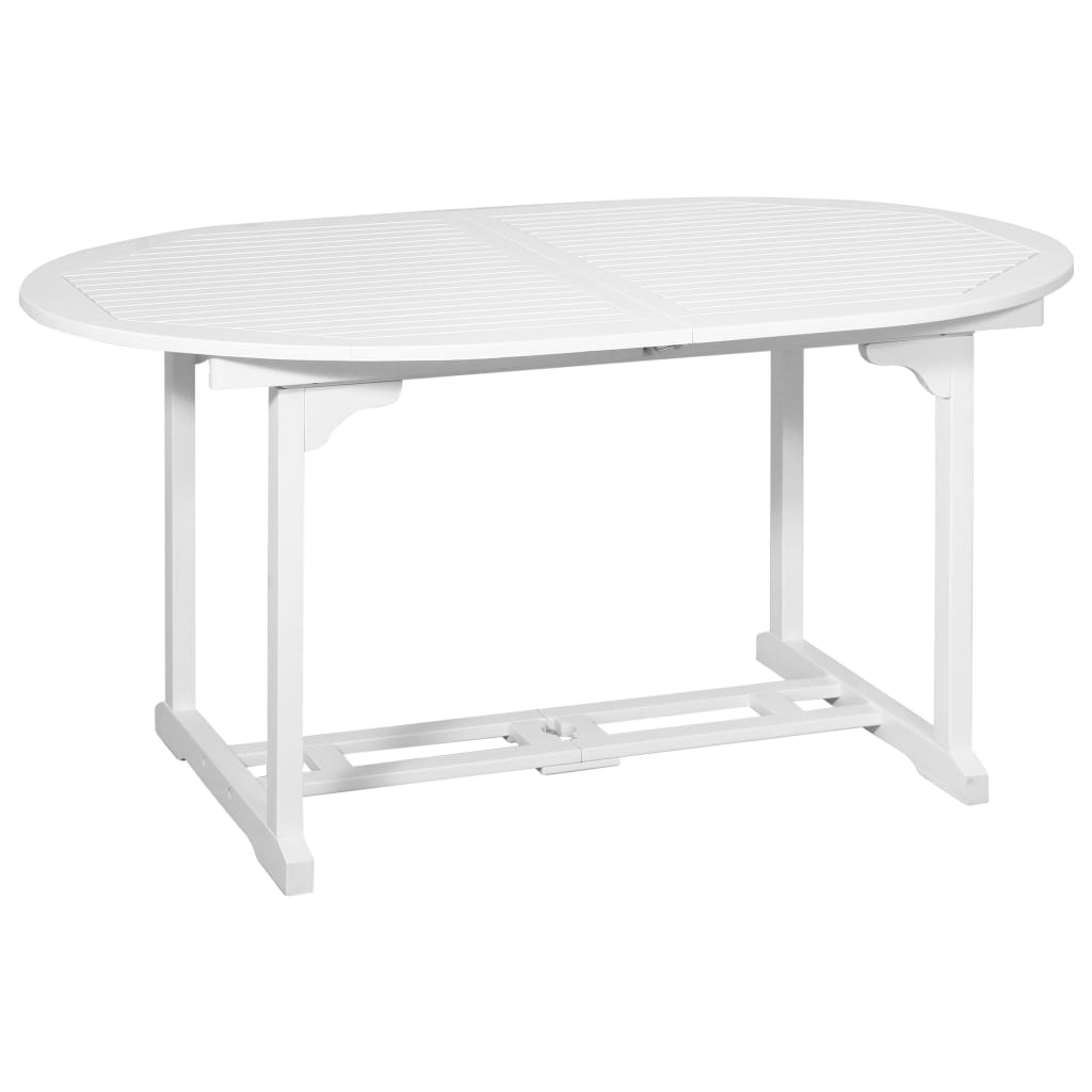 vidaXL 7-tlg. Outdoor-Essgarnitur Weiß mit ausziehbarem Tisch Holz