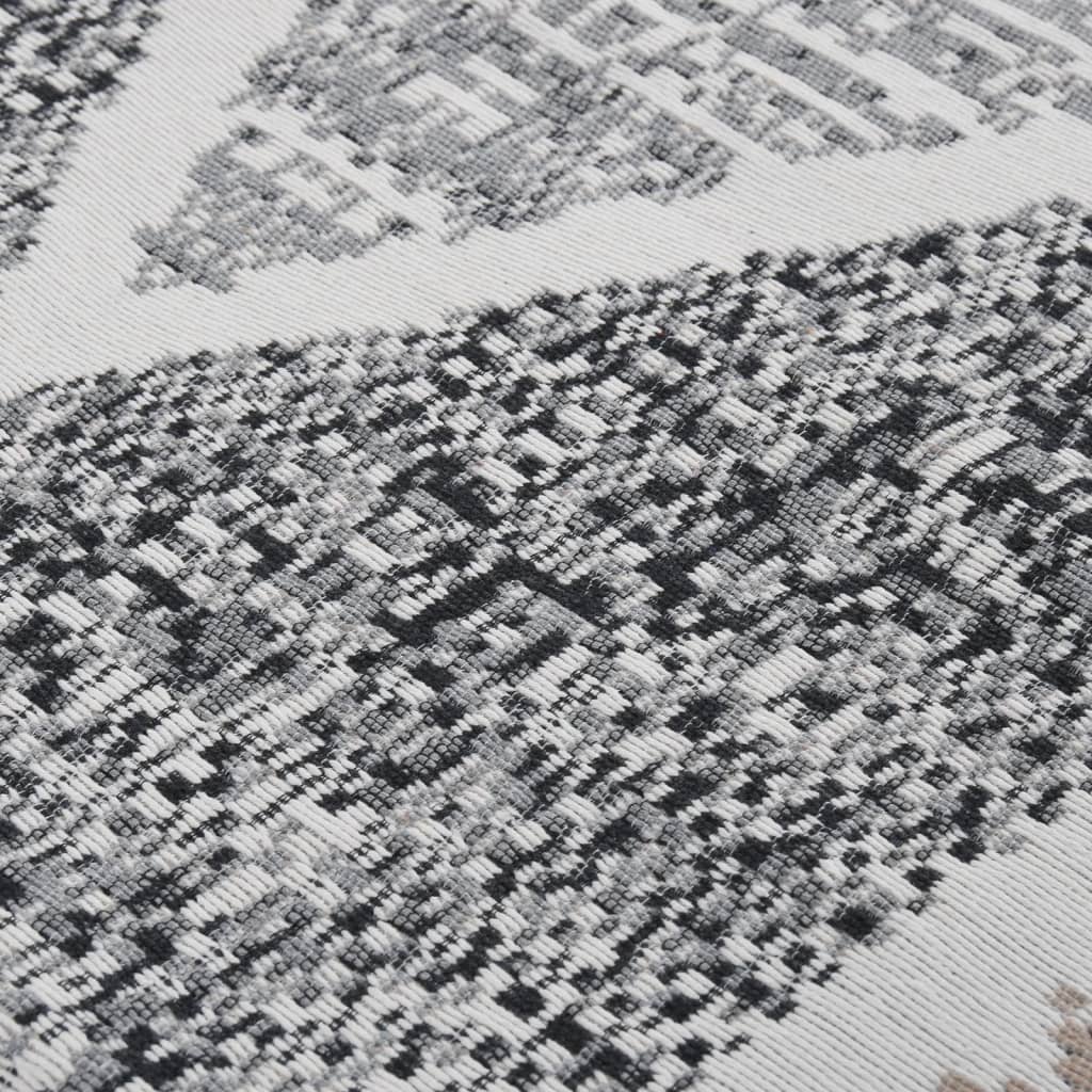 vidaXL Teppich Schwarz und Grau 100x200 cm Baumwolle