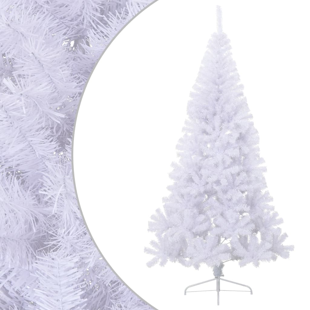 vidaXL Künstlicher Halb-Weihnachtsbaum mit Ständer Weiß 210 cm PVC