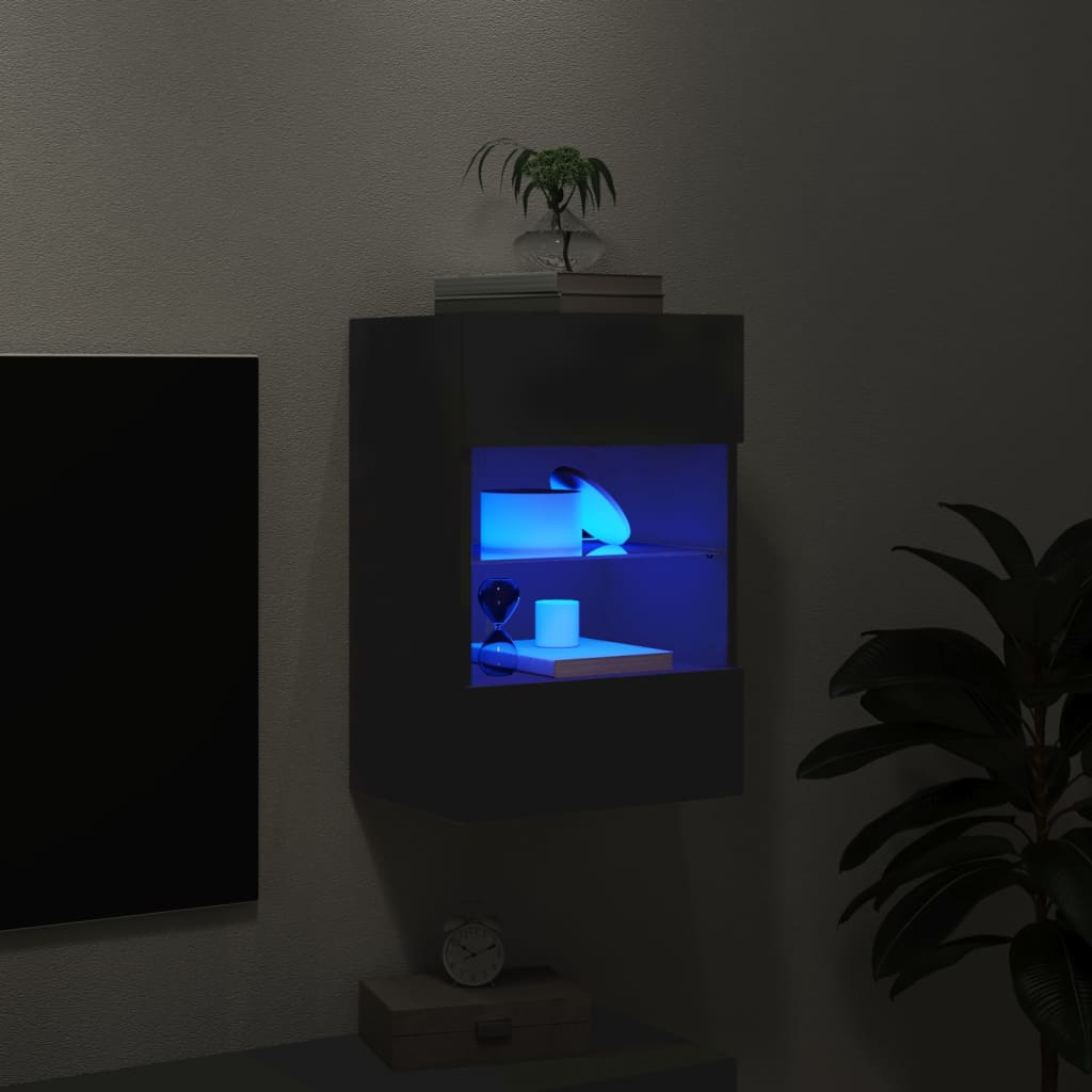 vidaXL TV-Wandschrank mit LED-Leuchten Schwarz 40x30x60,5 cm
