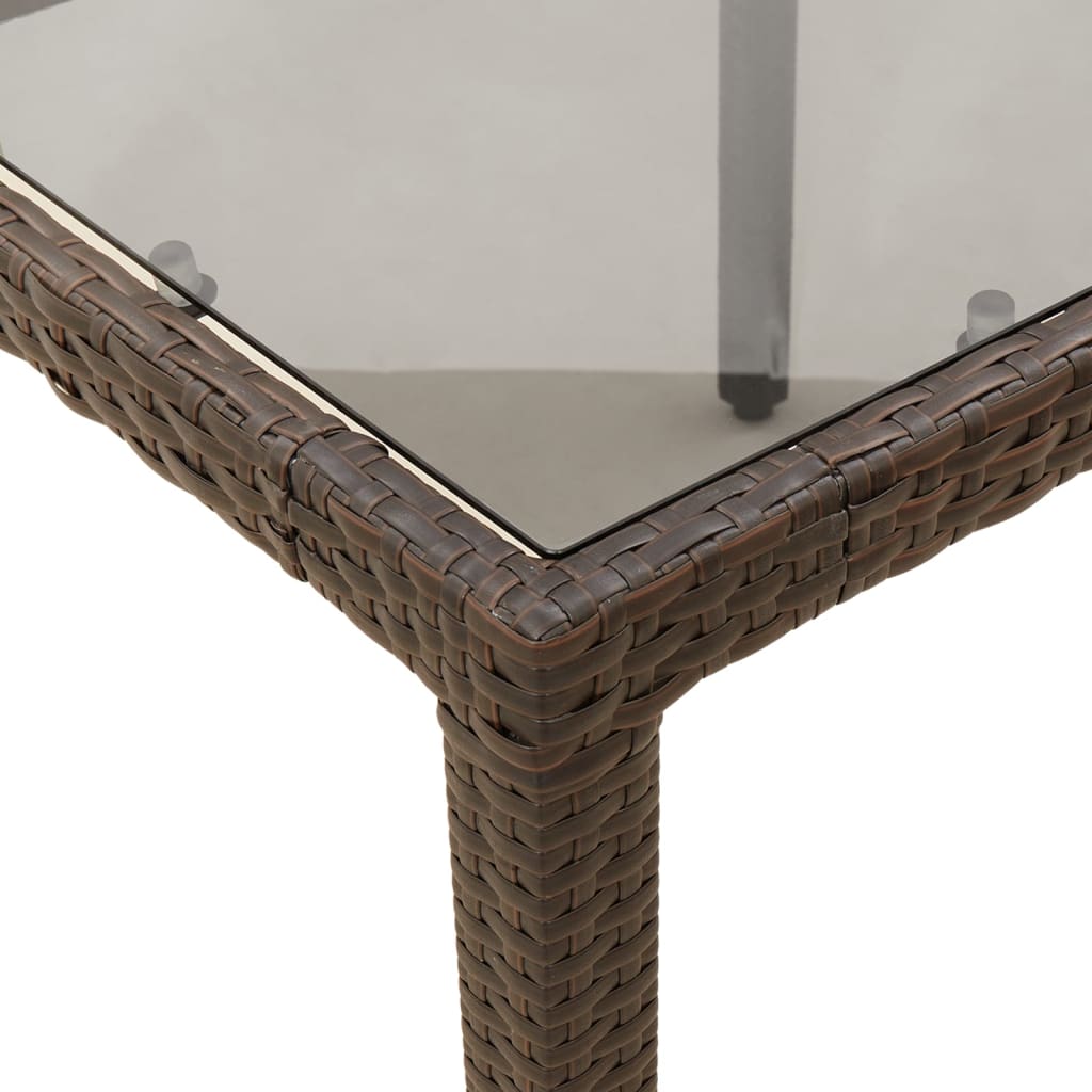 vidaXL Gartentisch mit Glasplatte Braun 90x90x75 cm Poly Rattan