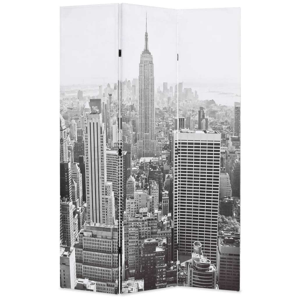 vidaXL Raumteiler klappbar 120 x 170 cm New York bei Tag Schwarz-Weiß