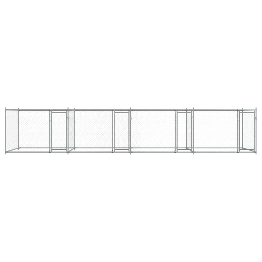 vidaXL Hundezwinger mit Türen Grau 8x2x1,5 m Verzinkter Stahl