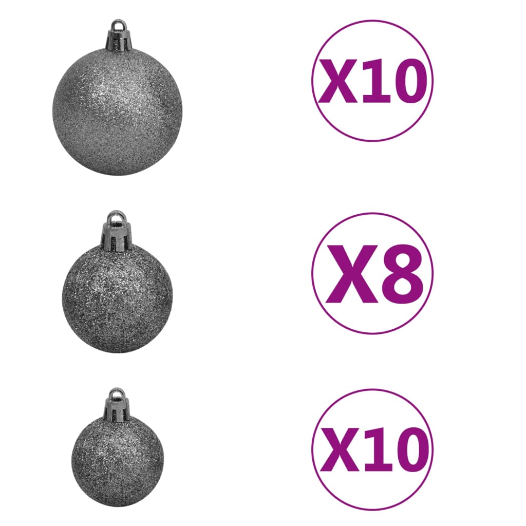 vidaXL Künstlicher Weihnachtsbaum mit LEDs & Kugeln Grün 210cm PVC