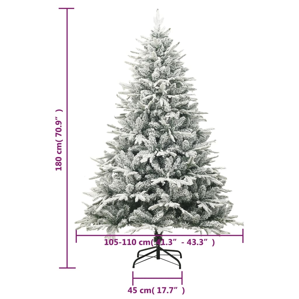 vidaXL Künstlicher Weihnachtsbaum Schnee LEDs & Kugeln 180 cm PVC & PE