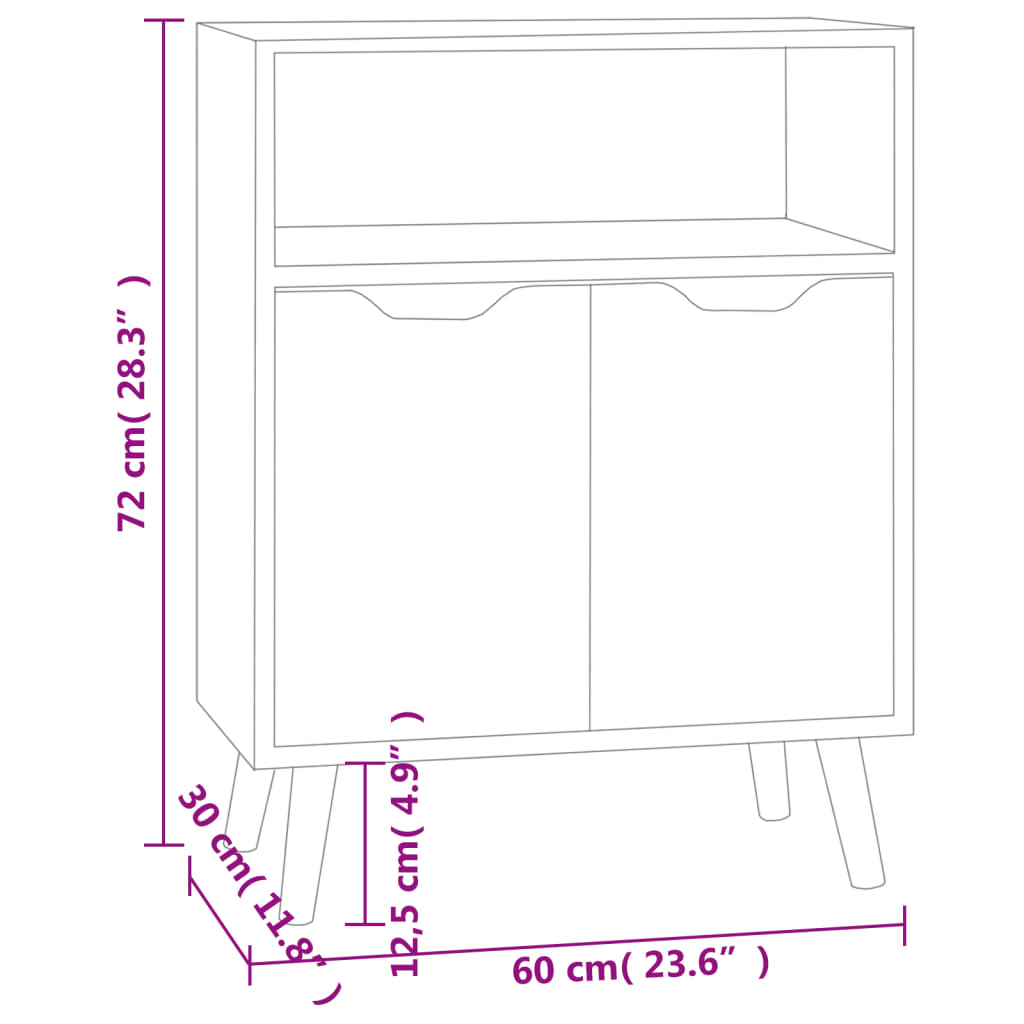 vidaXL Sideboard Hochglanz-Weiß 60x30x72 cm Holzwerkstoff