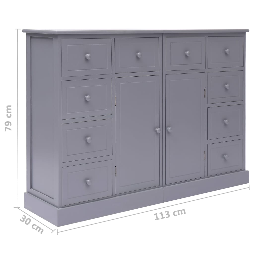 vidaXL Sideboard mit 10 Schubladen Grau 113×30×79 cm Holz