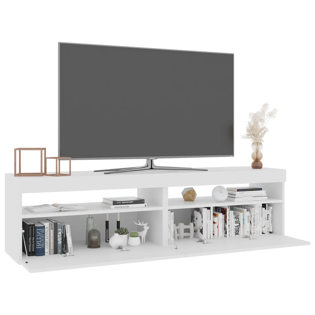 vidaXL TV-Schränke 2 Stk. mit LED-Leuchten Hochglanz-Weiß 75x35x40 cm