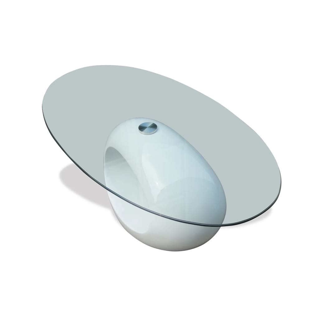 vidaXL Couchtisch mit ovaler Glasplatte Hochglanz Weiß