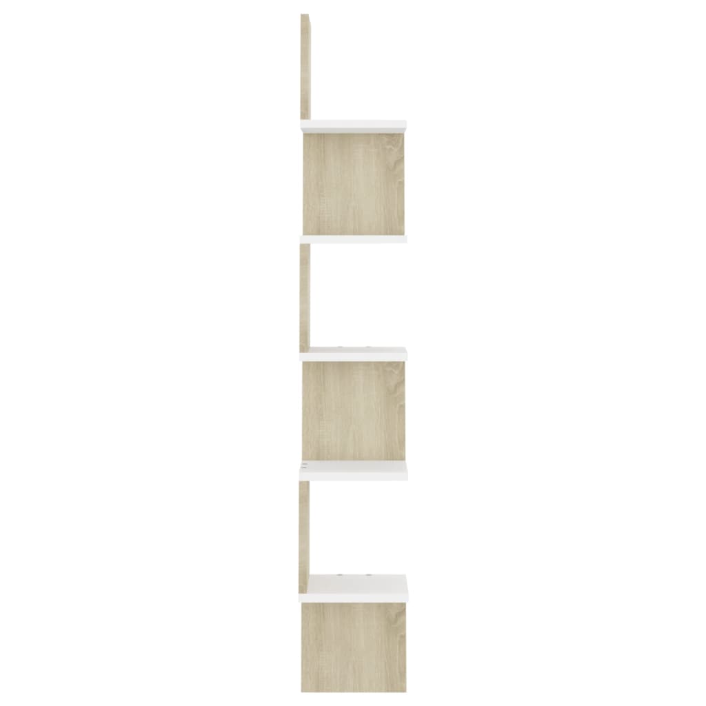 vidaXL Wand-Eckregal Weiß Sonoma-Eiche 20x20x127,5 cm Holzwerkstoff
