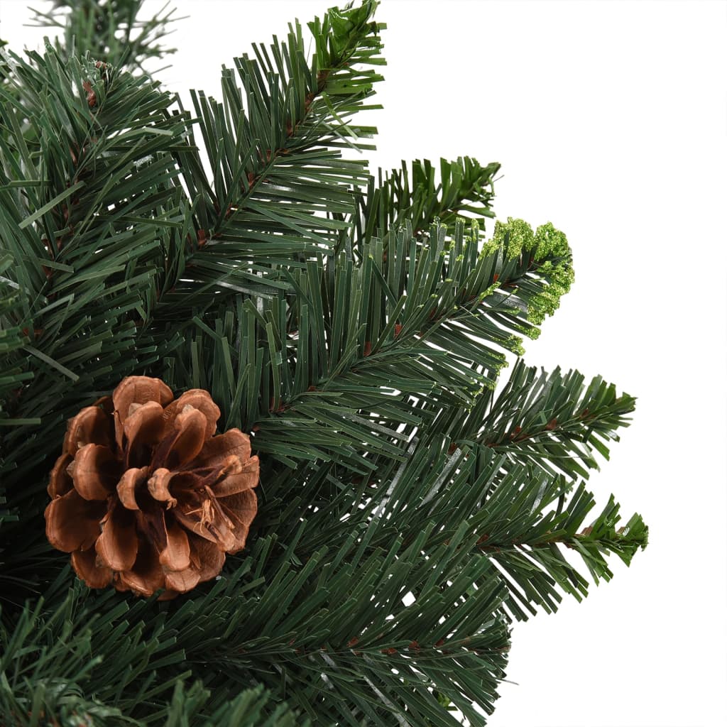 vidaXL Künstlicher Weihnachtsbaum mit Beleuchtung & Zapfen Grün 210 cm