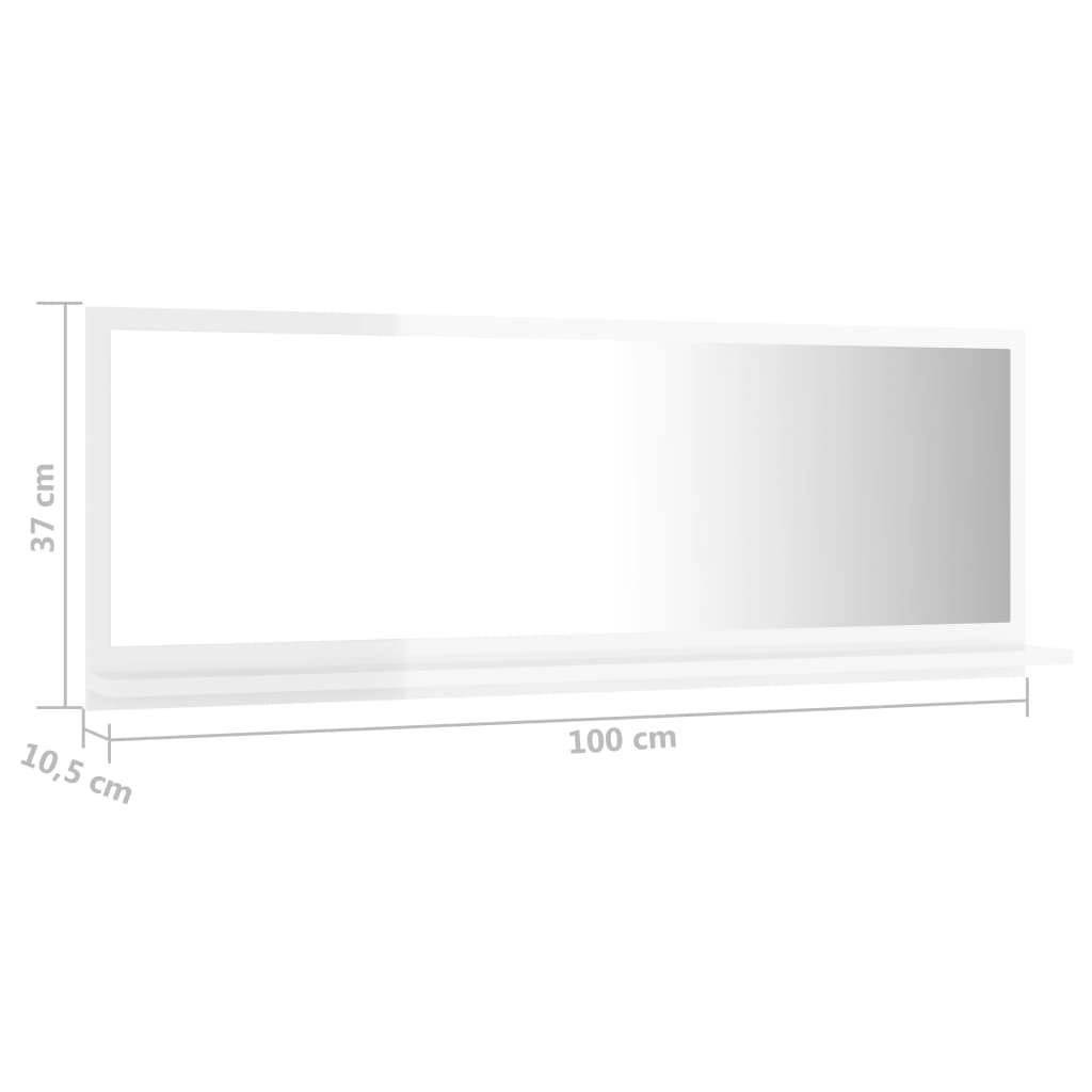 vidaXL Badspiegel Hochglanz-Weiß 100x10,5x37 cm Holzwerkstoff