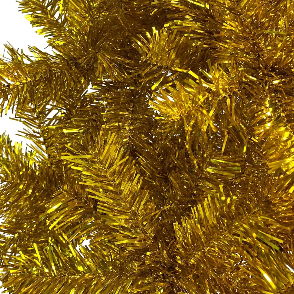 vidaXL Weihnachtsbaum Schlank mit LEDs & Kugeln Golden 210 cm