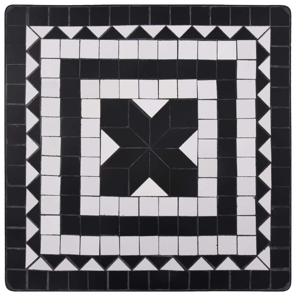 vidaXL 3-tlg. Bistro-Set Mosaik Keramik Schwarz und Weiß
