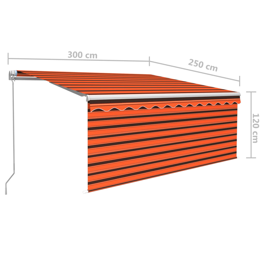 vidaXL Markise Manuell Einziehbar mit Rollo 3x2,5 m Orange Braun