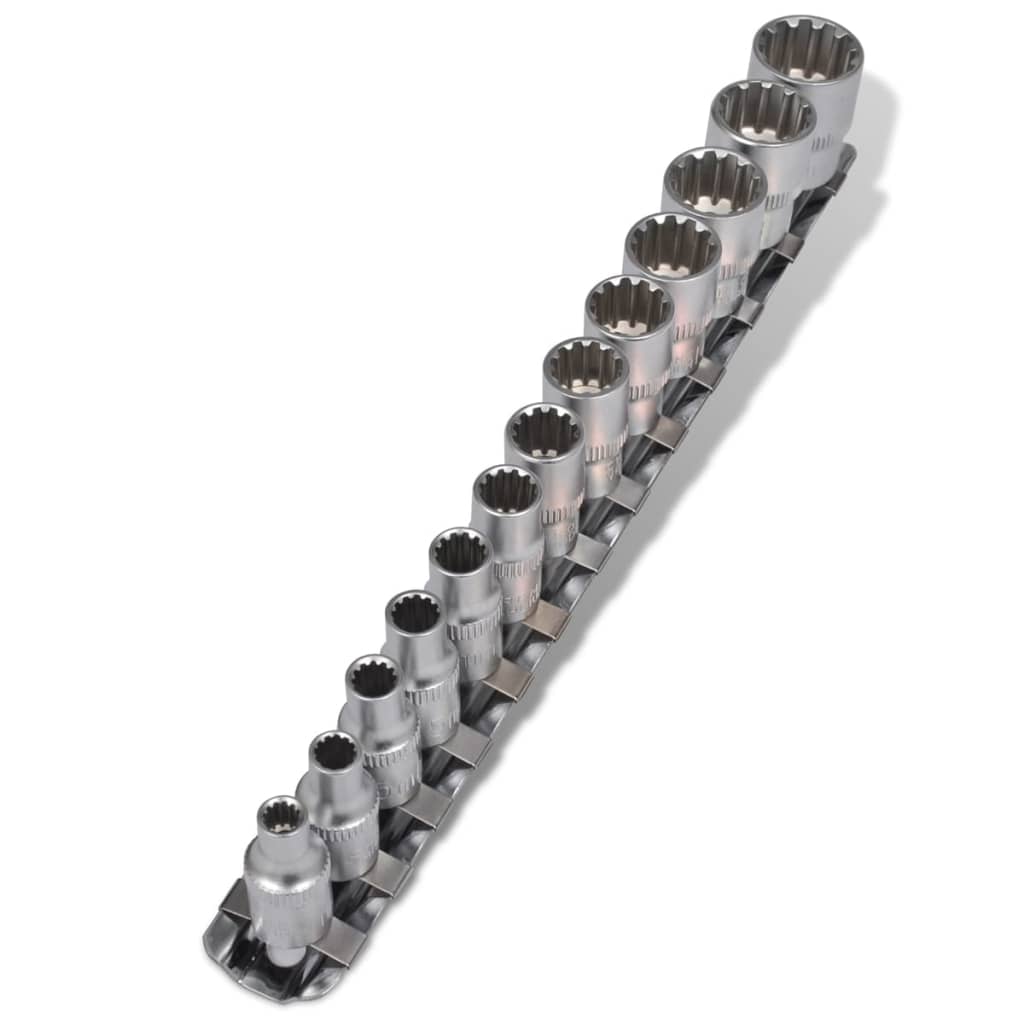 vidaXL Spline-Steckschlüsselsatz 13 Stk. mit Clipstreifen