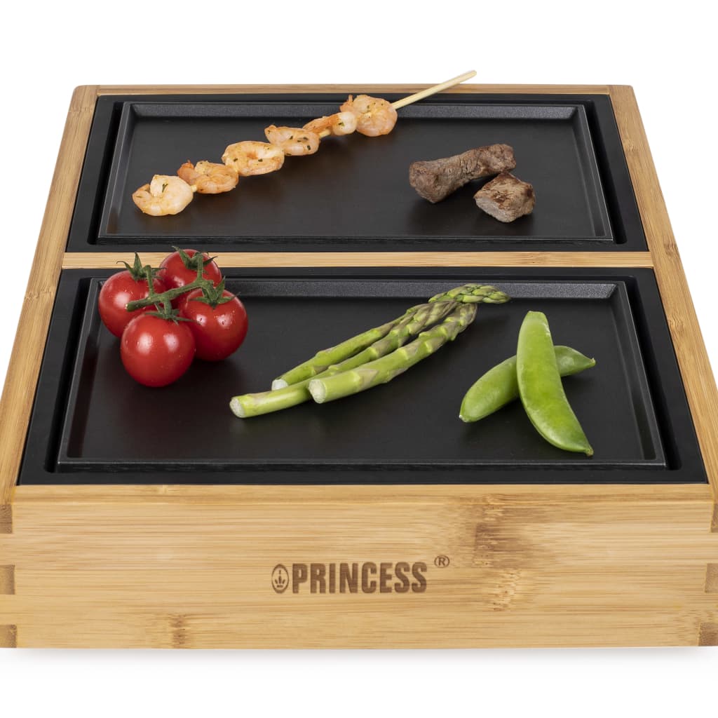 Princess Chef-Tischgrill Dinner4Two Pure 420 W Metall und Bambusholz