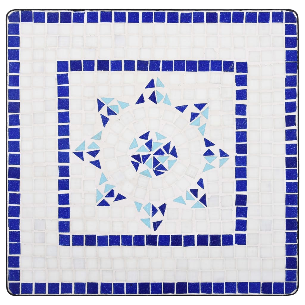 vidaXL 3-tlg. Bistro-Set Mosaik Keramik Blau und Weiß