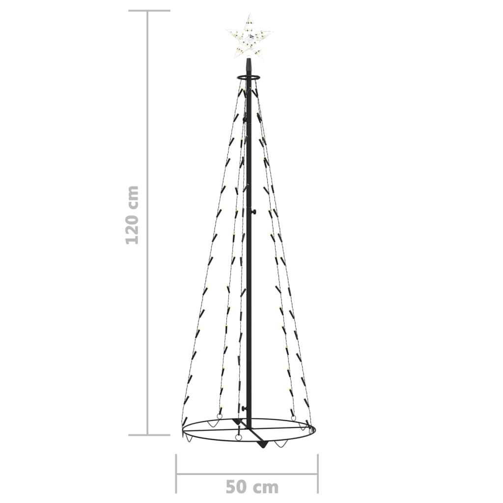 vidaXL Weihnachtsbaum Kegelform 70 LEDs Deko Warmweiß 50x120 cm