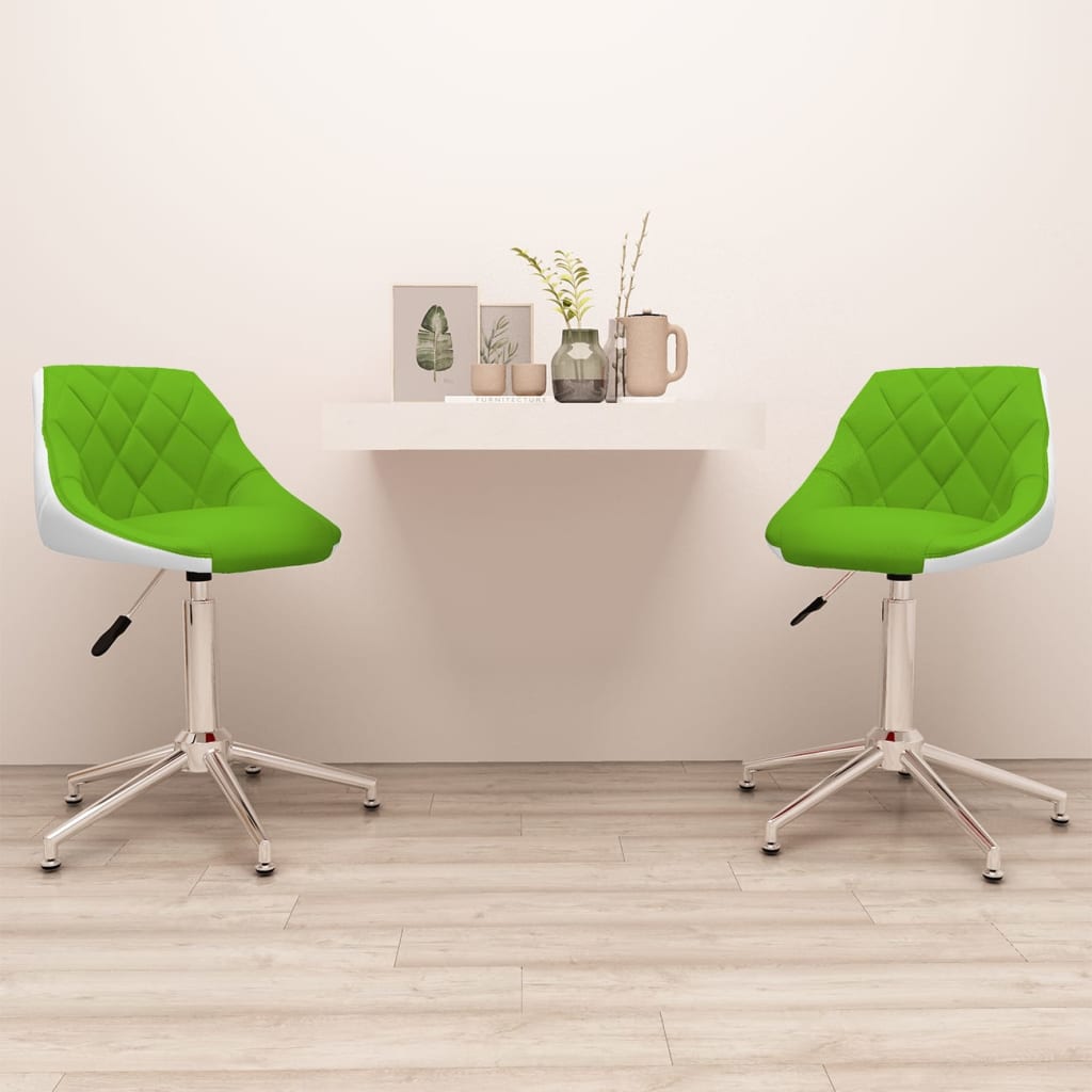 vidaXL Esszimmerstühle 2 Stk. Drehbar Grün und Weiß Kunstleder