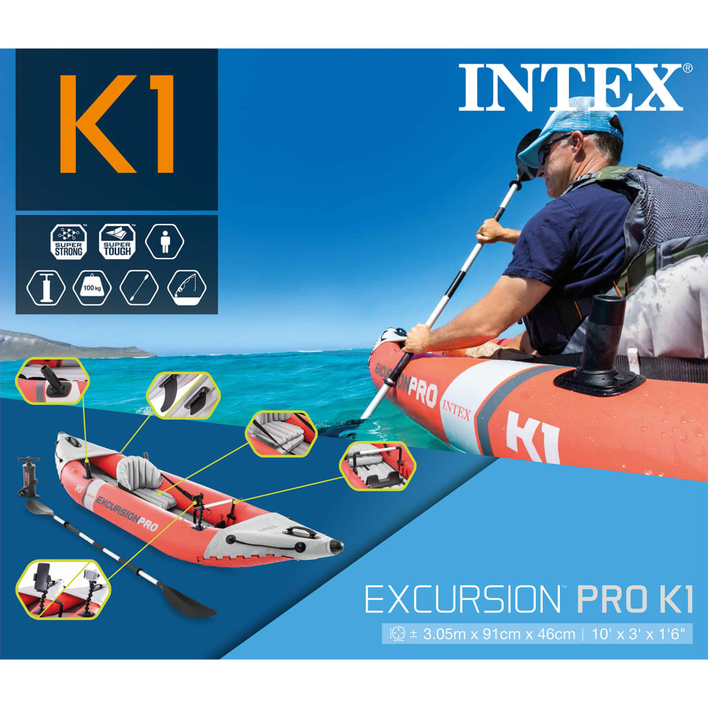 Intex Kajak Aufblasbar Excursion Pro K1 305x91x46 cm