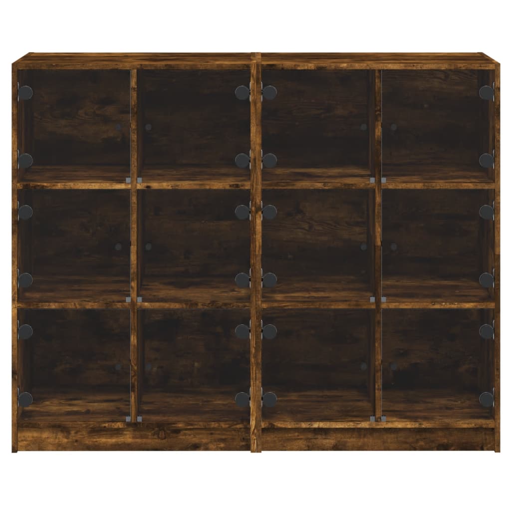 vidaXL Bücherregal mit Türen Räuchereiche 136x37x109 cm Holzwerkstoff