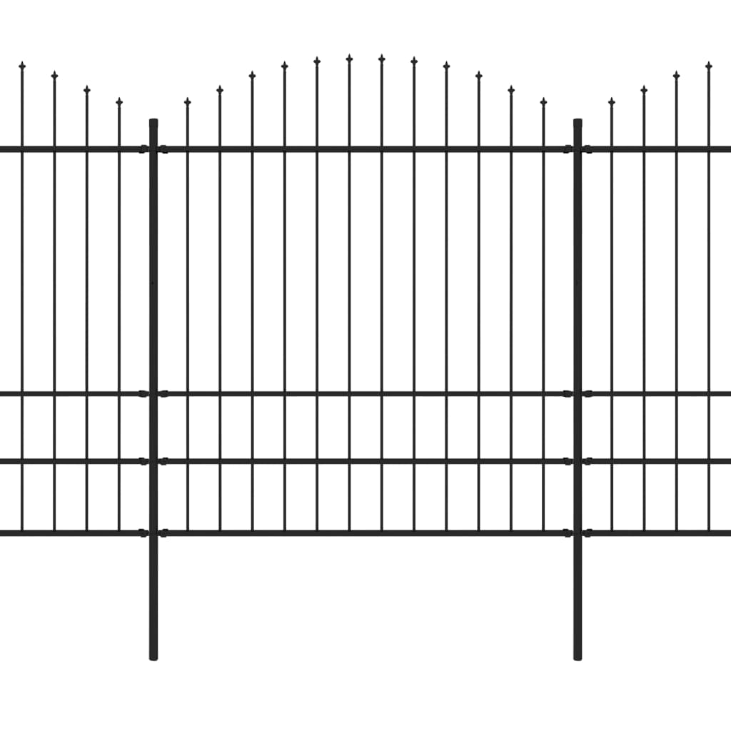 vidaXL Gartenzaun mit Speerspitzen Stahl (1,75 - 2) x 3,4 m Schwarz