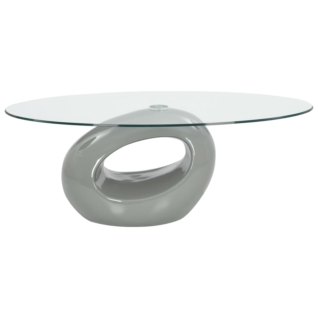 vidaXL Couchtisch mit Ovaler Glas-Tischplatte Hochglanz-Grau