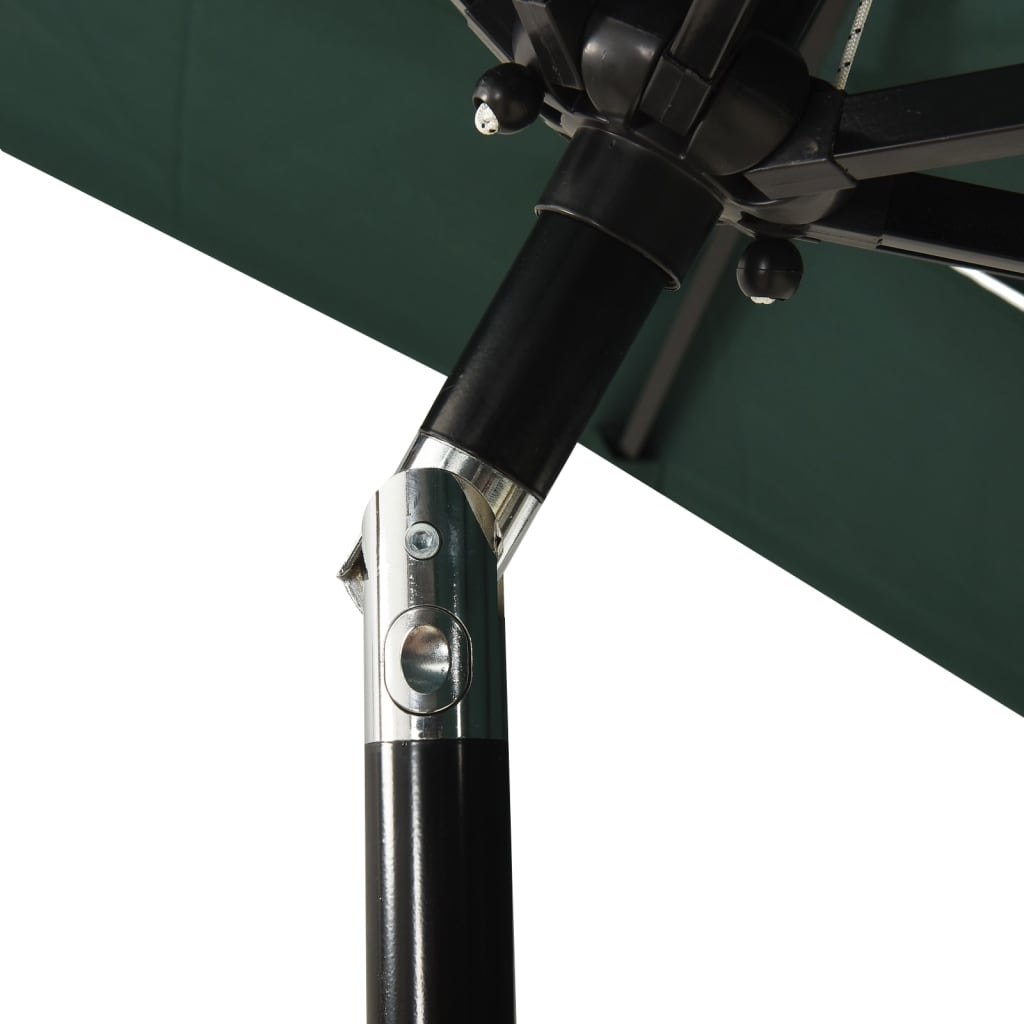 vidaXL Sonnenschirm mit Aluminium-Mast 3-lagig Grün 2x2 m