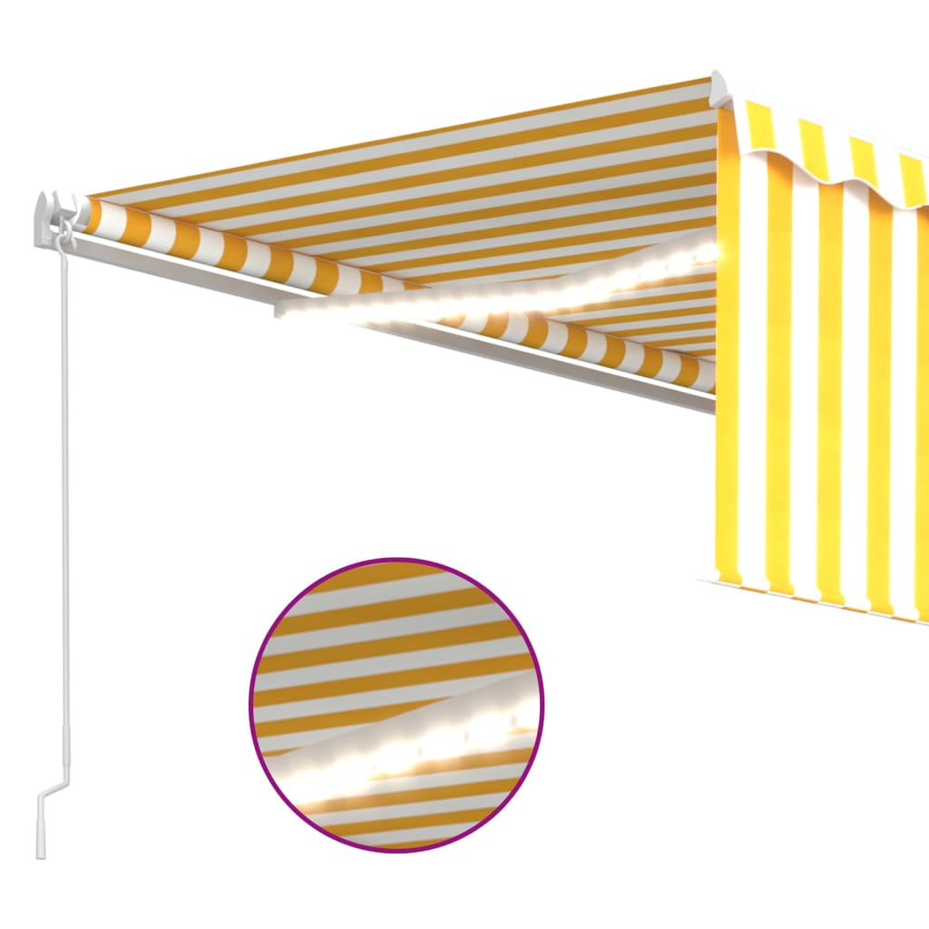 vidaXL Markise Manuell Einziehbar mit Rollo & LED 4x3 m Gelb & Weiß