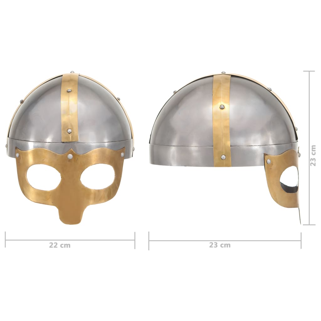 vidaXL Wikinger-Helm Antik Replik LARP Silbern Stahl