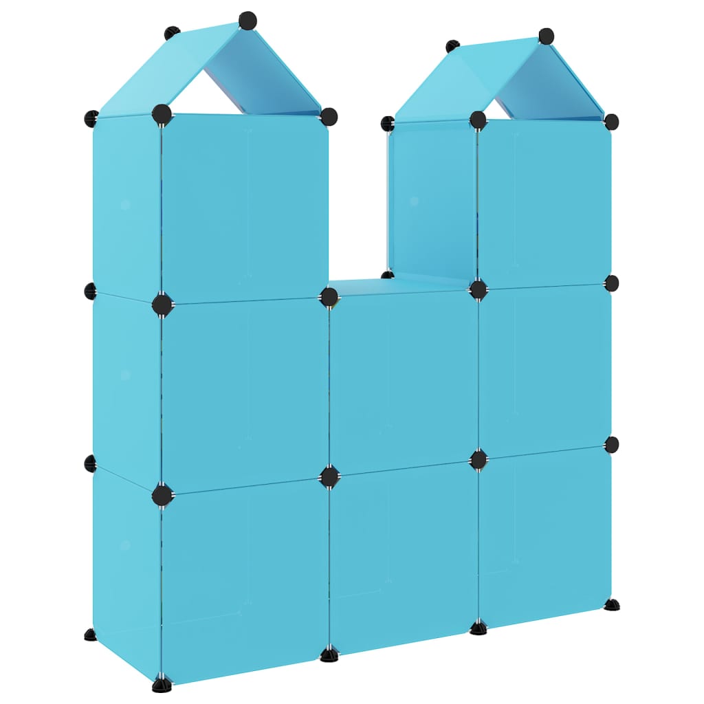 vidaXL Kinderschrank Modular mit 8 Würfeln Blau PP