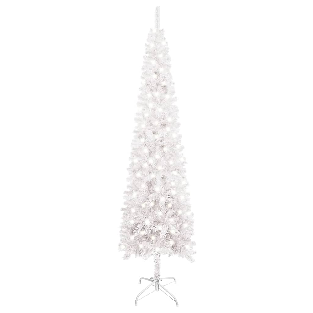 vidaXL Weihnachtsbaum Schlank mit LEDs Weiß 240 cm