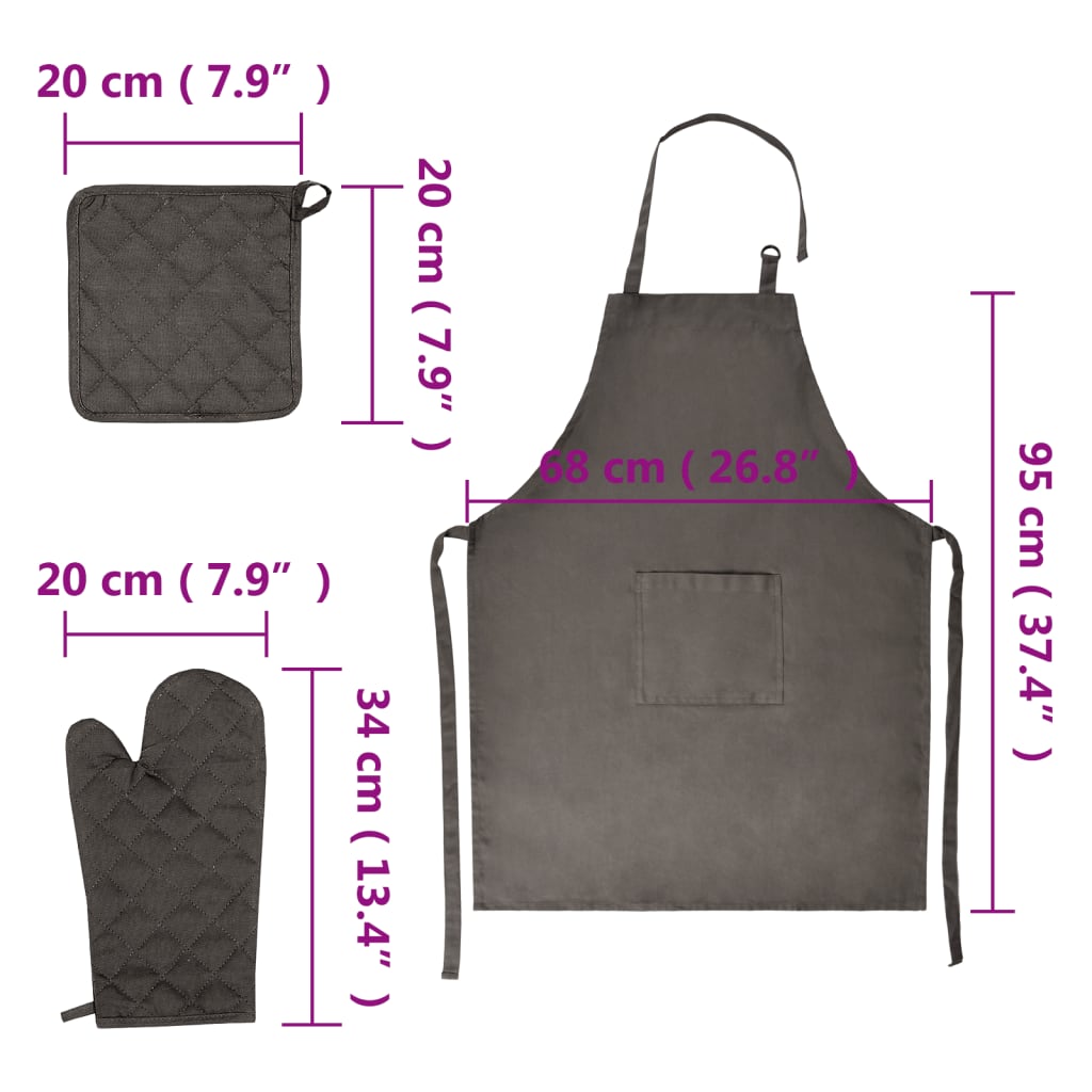 vidaXL 15-tlg. Handtuch-Set Ofenhandschuhe & Topfhalter Baumwolle